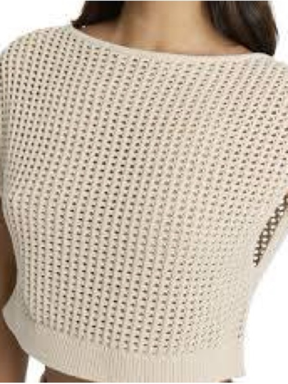 Joie Cream Open-Weave Cropped Sweater Tank